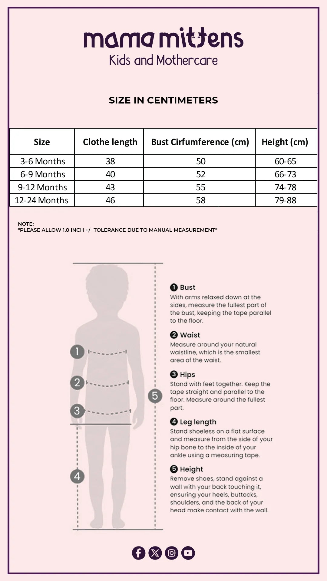 Size Chart for Whimsy Meadow Bodysuit