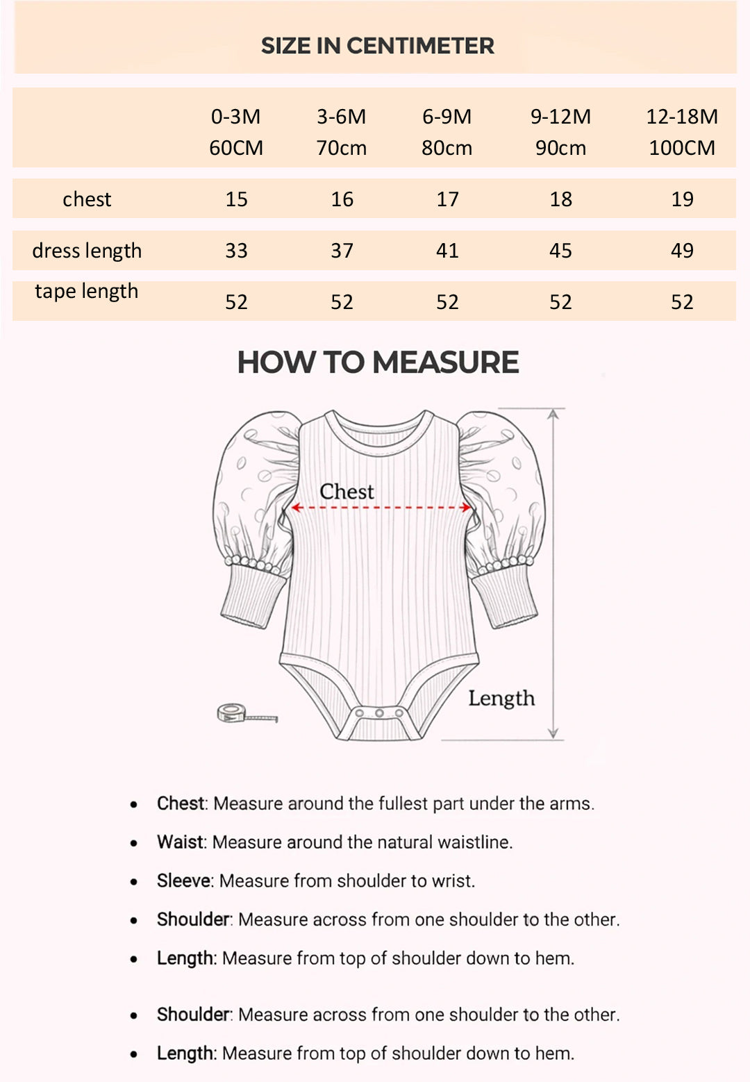 Size Chart for Peter Classic Gentleman Set