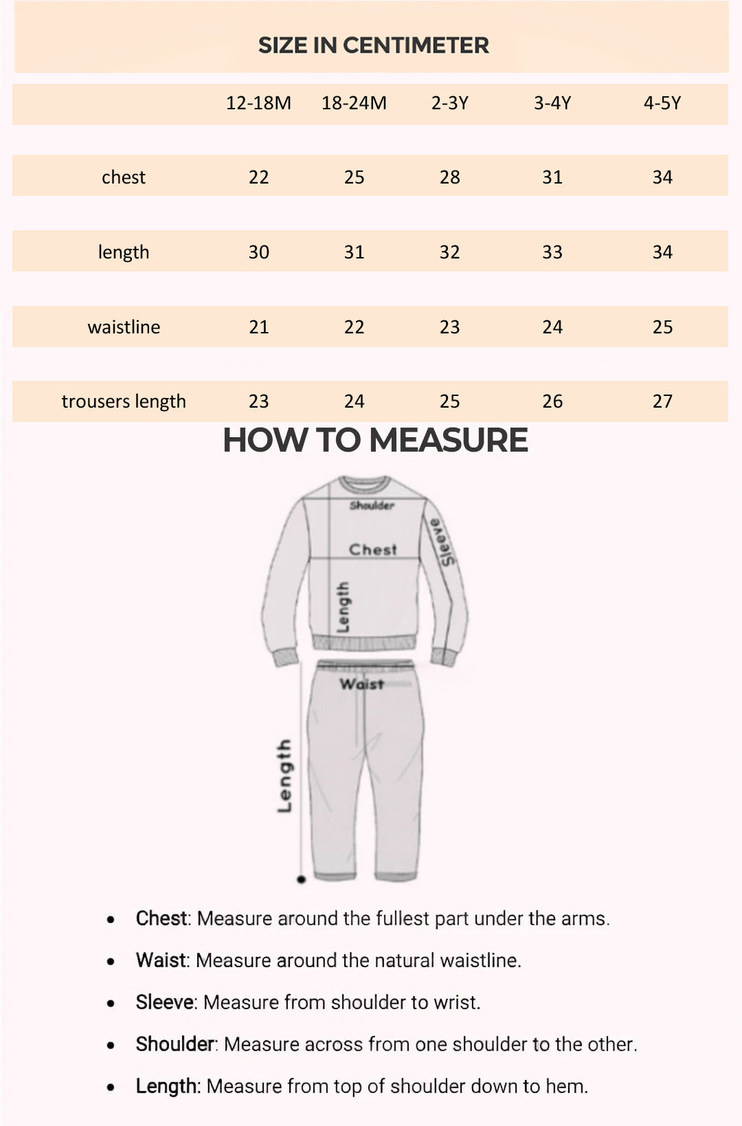 Size Chart for Rachel Breeze Skirt Set