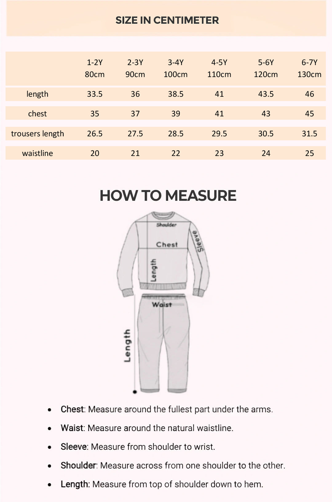 Size Chart for Camila Floral Summer Co-ord